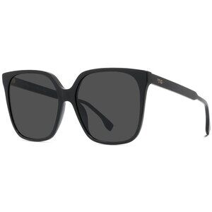 Fendi Fine 59mm Geometric Sunglasses shiny black smoke FE400301 01A